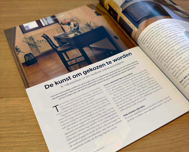 Sandra Mengerink in Maison en France - artikel over hoe AI de manier verandert waarop vakantiegangers zoeken en boeken