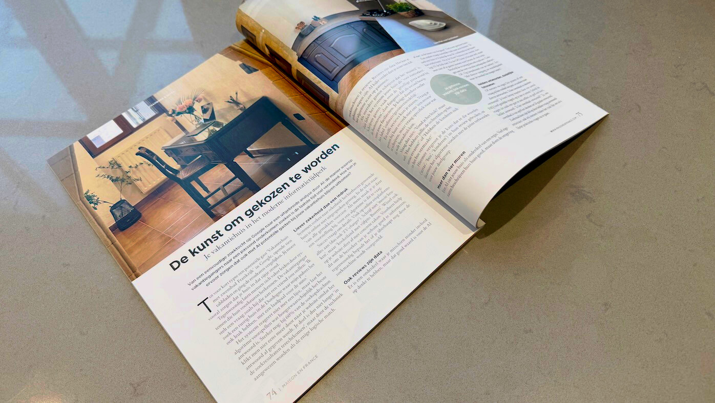 Artikel Sandra Mengerink in Maison en France magazine over AI en online positionering voor vakantiehuisverhuur