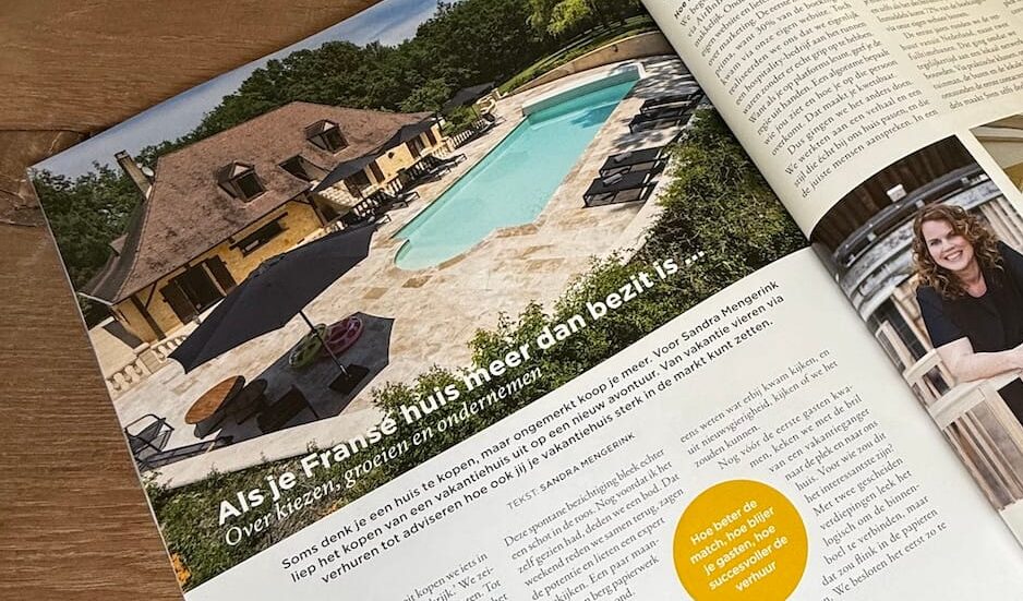 Artikel Sandra Mengerink in Maison en France magazine over de overstap van vakantiehuis naar ondernemerschap
